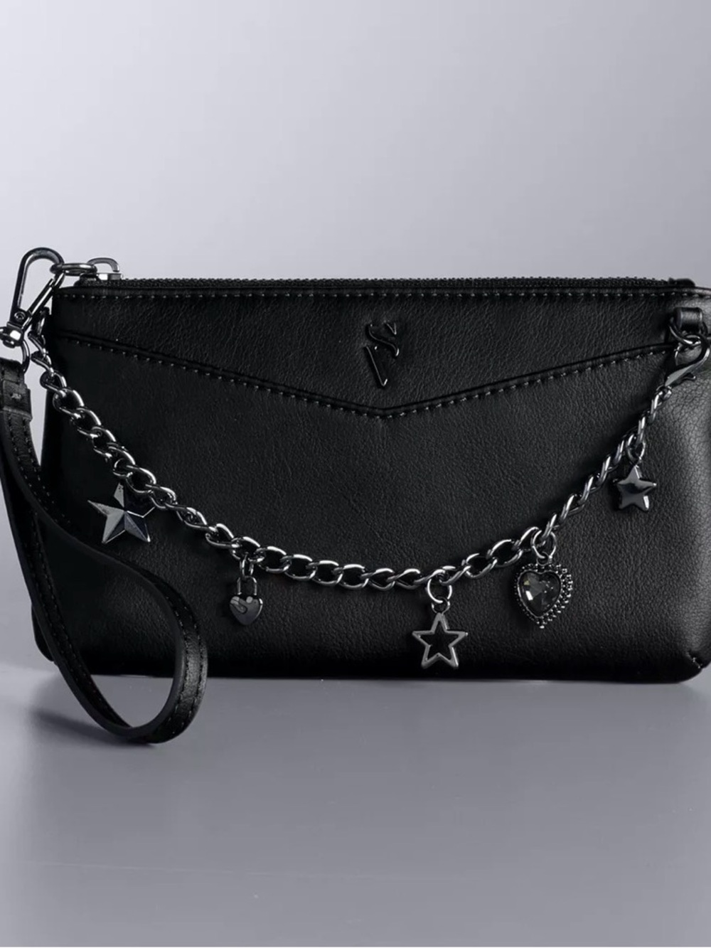 Simply Vera Wang Miza charm wristlet clutch bag party dressy vegan leather NWT